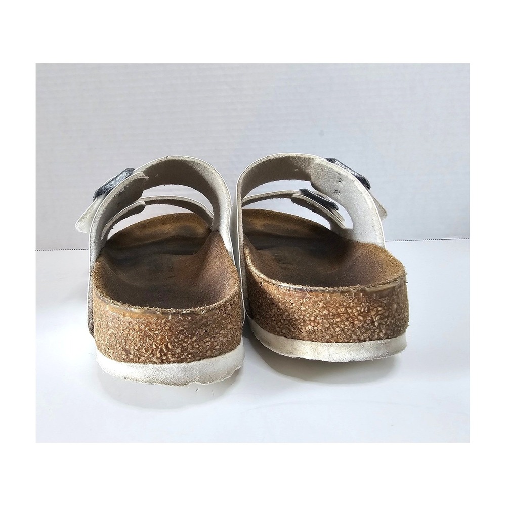 Birkenstock Arizona White Leather Two Strap Sandals Unisex EUC SZ 38 - Picture 3 of 10